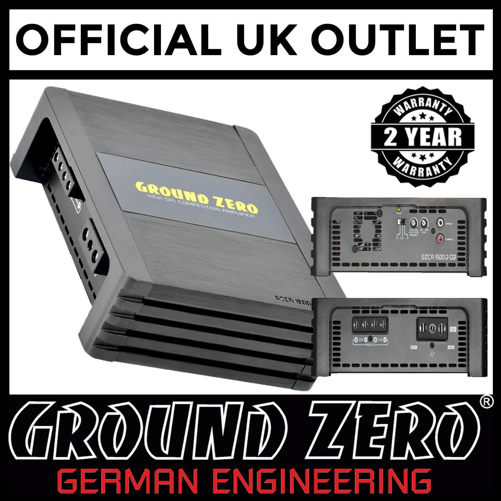 Ground Zero GZCA 1500.2-D2 - 1500 Watts 2-Channel Competition SPL Car Amplifier