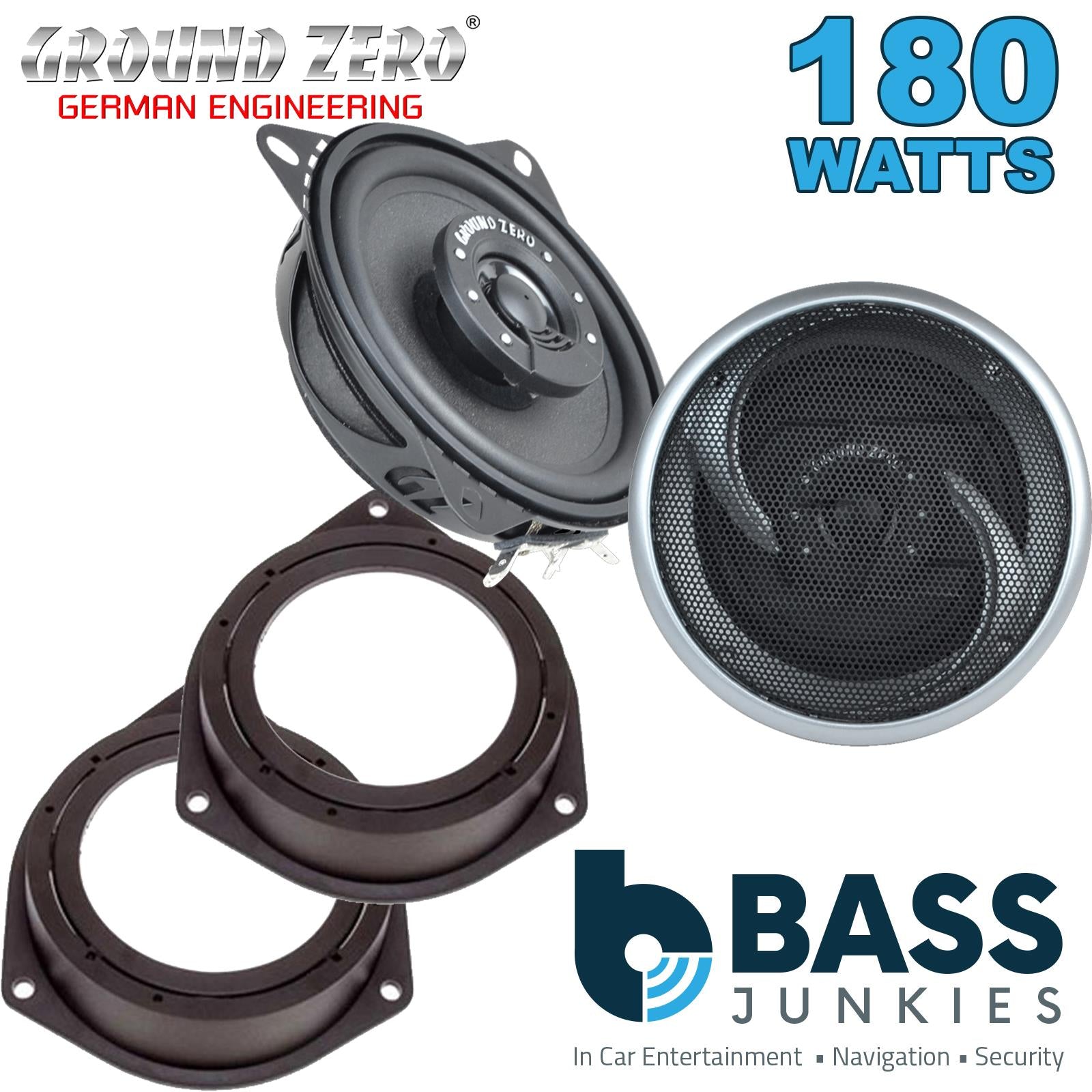 Ground Zero GZIF 4001FX 100mm/10cm/4" 2-Way Coaxial Car speakers (Per Pair Max 180|100 watts RMS) Fits Vauxhall Astra 2005-10 | Corsa 06-14
