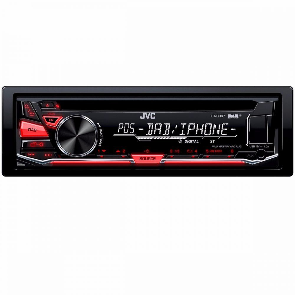 JVC KD-DB67 - DAB CD MP3 Front USB Aux, AM/FM Radio, iPod iPhone Android Control Car Stereo