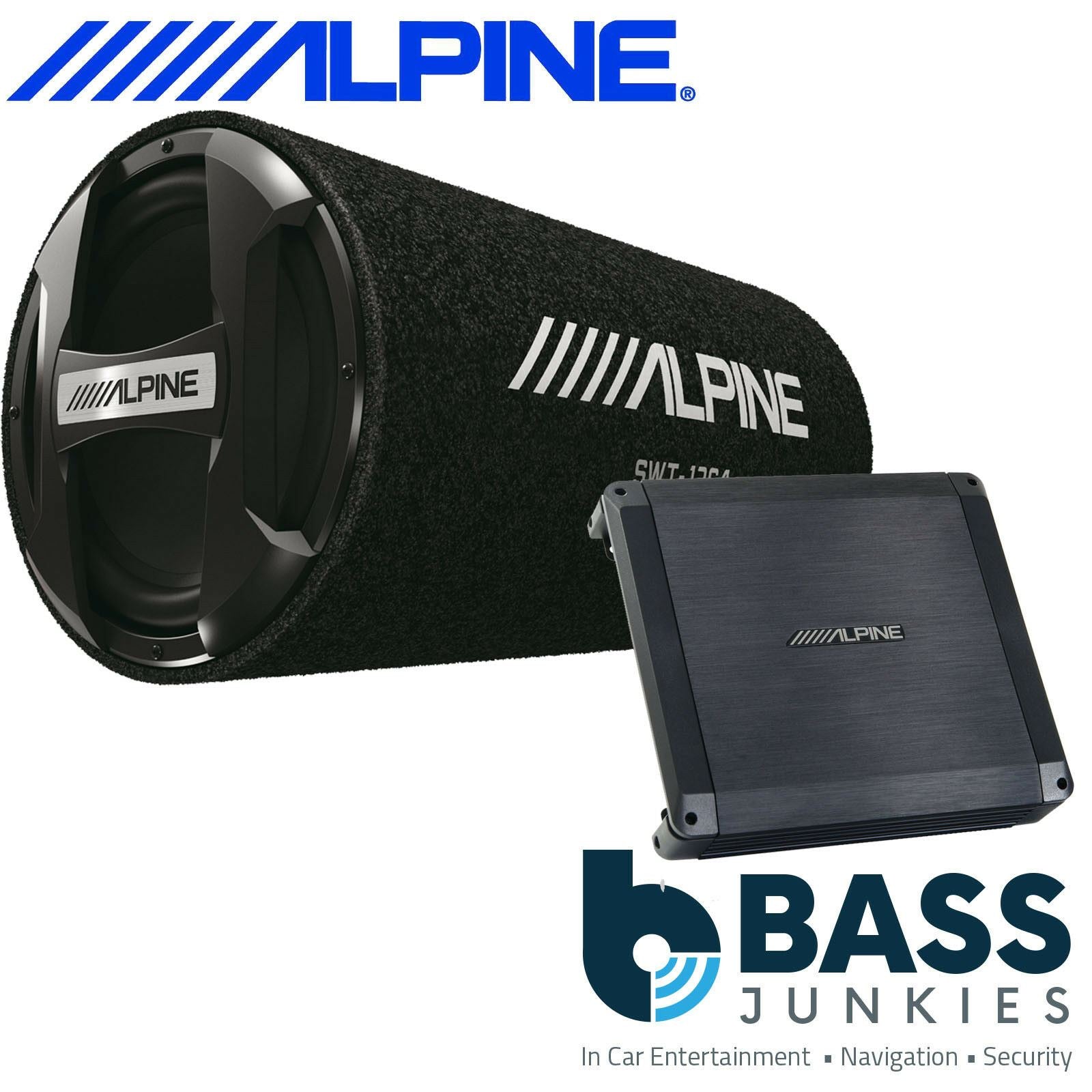 ALPINE 1000 Watts 12" Sub Subwoofer Car Bass Tube 2 Channel Amplifier & Amp Kit