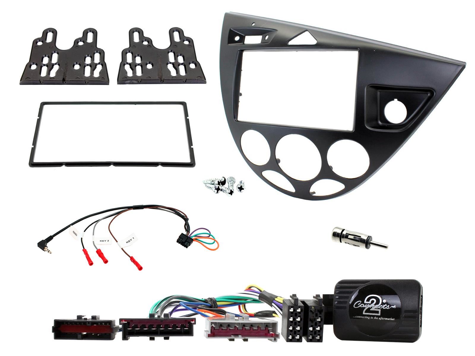 Grundig 6.8" Apple Android Double Din Stereo Fitting Kit + Steering Wheel Stalk Controls to fit Ford Focus 1999-04