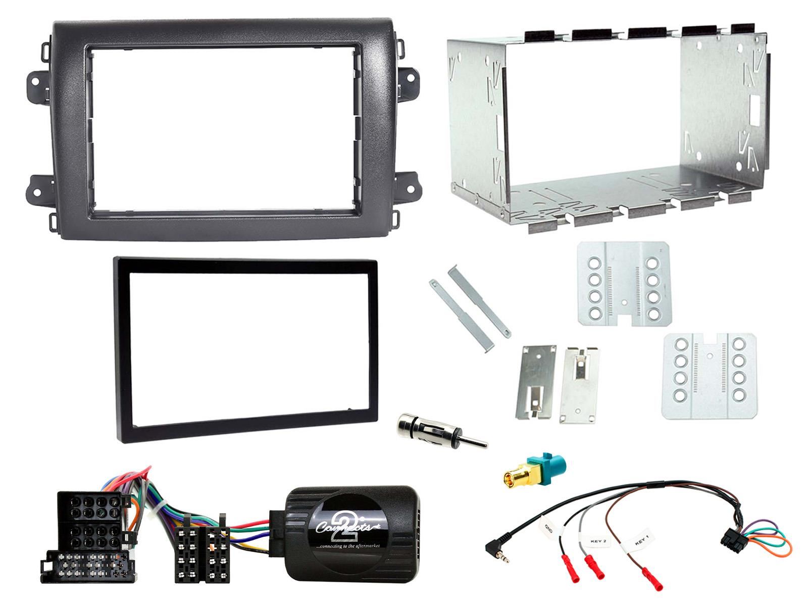 Double Din Stereo Fitting Kit + Steering Wheel Stalk Controls to fit Fiat Ducato 2021>