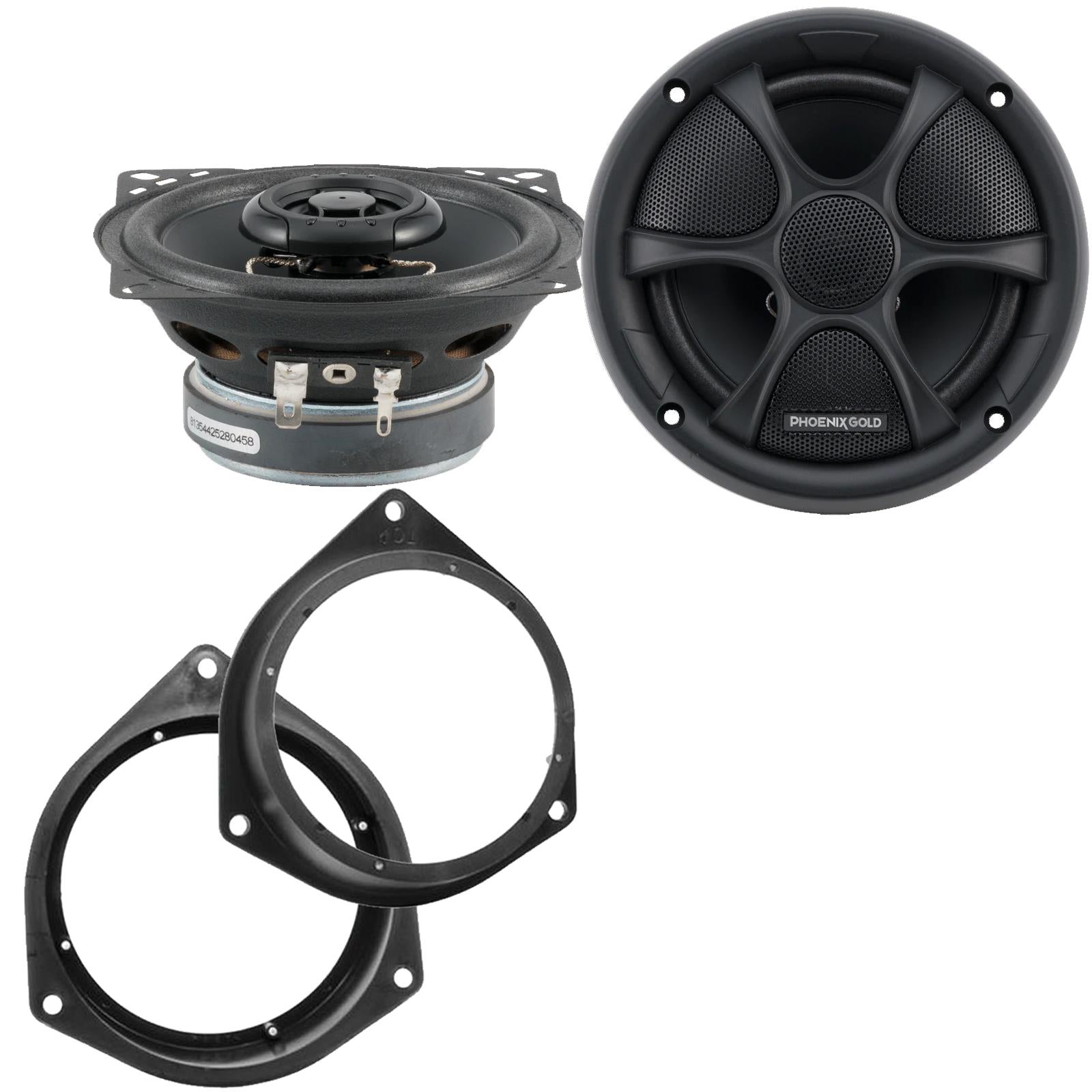 Phoenix Gold RX4CX 100mm/10cm/4" 2-Way Coaxial Car speakers (Per Pair Max 160|80 watts RMS) Fits Fiat Qubo 2008-18 | Fiorino 08-21