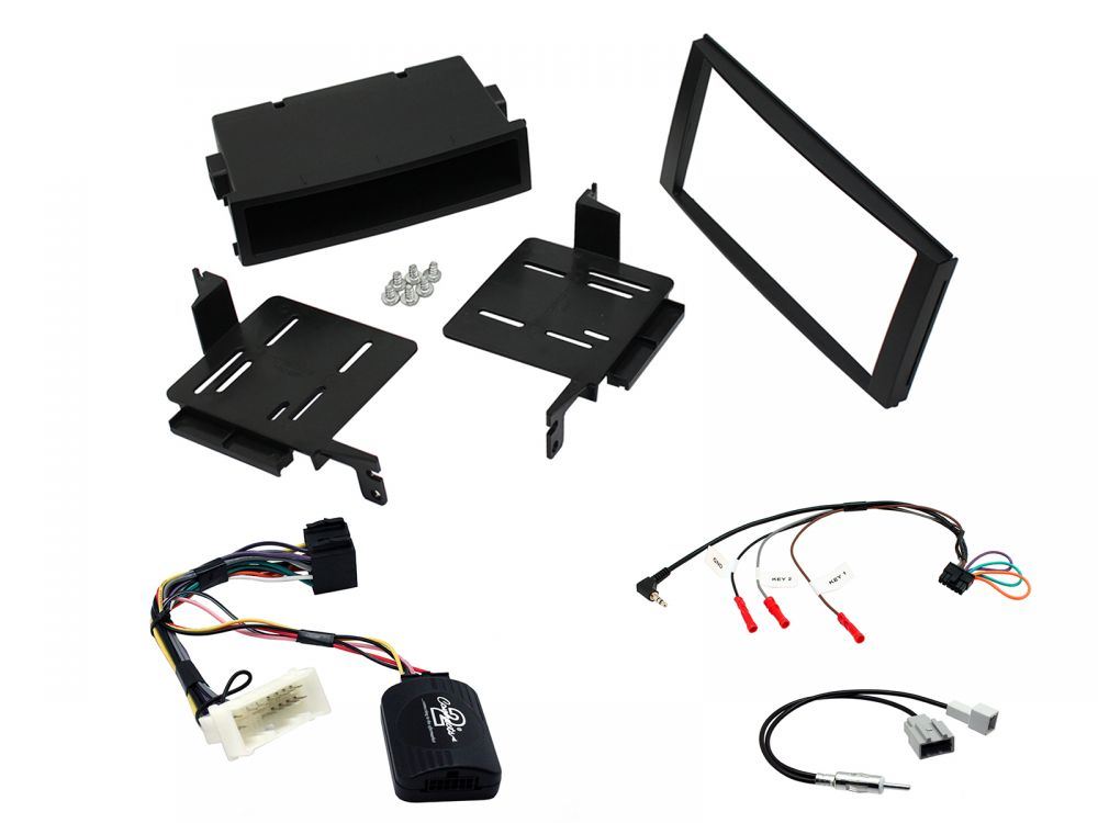 Connects 2 CTKHY03 - Hyundai Santa Fe 2007 - 2010 Double Din Facia & Steering wheel Interface Fitting Installation Kit (Black Facia Panel)
