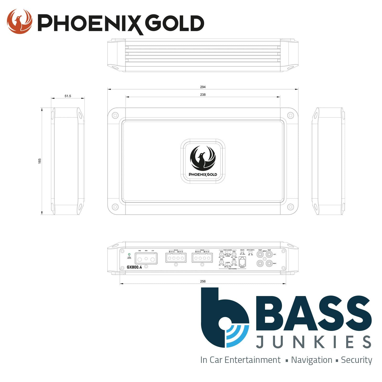 Phoenix Gold GX800.4 - 400 Watts 4-Channel Full Range Class D Car Amplifier Amp