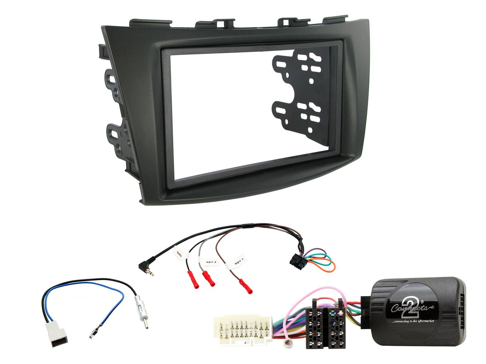 Connects2 CTKSZ02 -Suzuki Swift 2011 - 2016 Double Din Fascia & Steering Wheel Interface Installation Kit