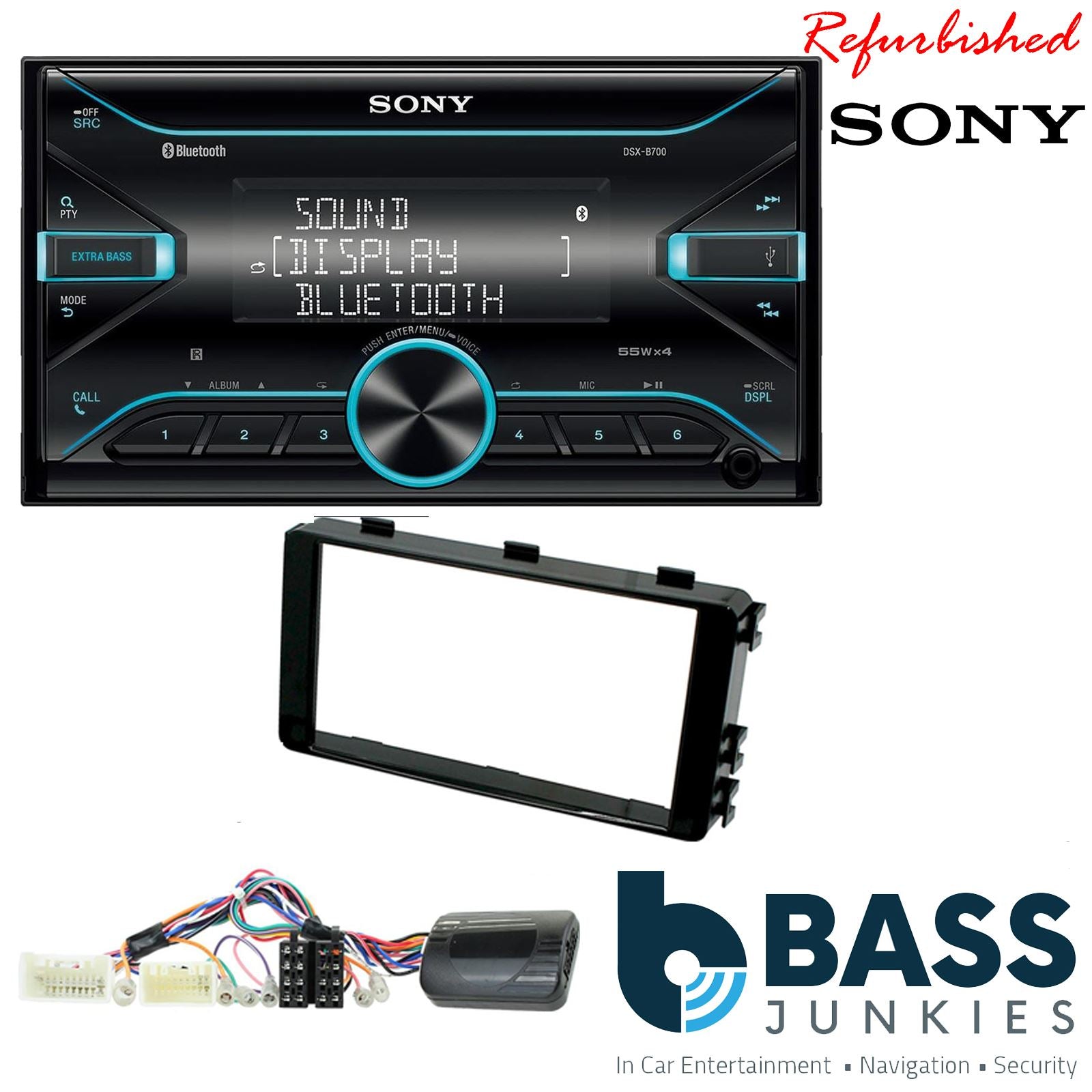 Sony DSX-B700 Bluetooth MP3 USB AUX 4 x 55W Double Din Car Stereo Radio Player + Connects2 Double Din + Steering Wheel Controls fits Mitsubishi Outlander 2013-21