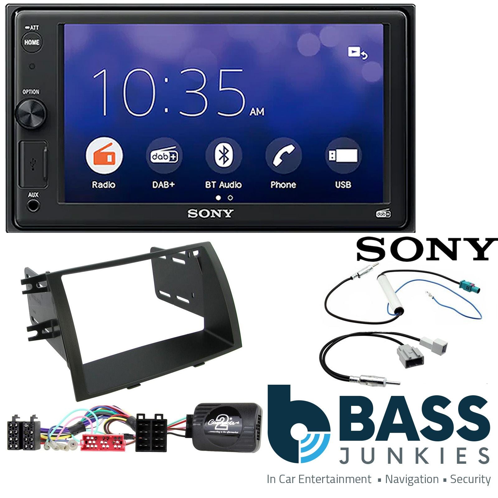 SONY XAV-1550D DAB+ Smart Bluetooth Car Radio + Stereo fitting kit + Steering Wheel Controls Loom for Kia Sorento 2009-2011