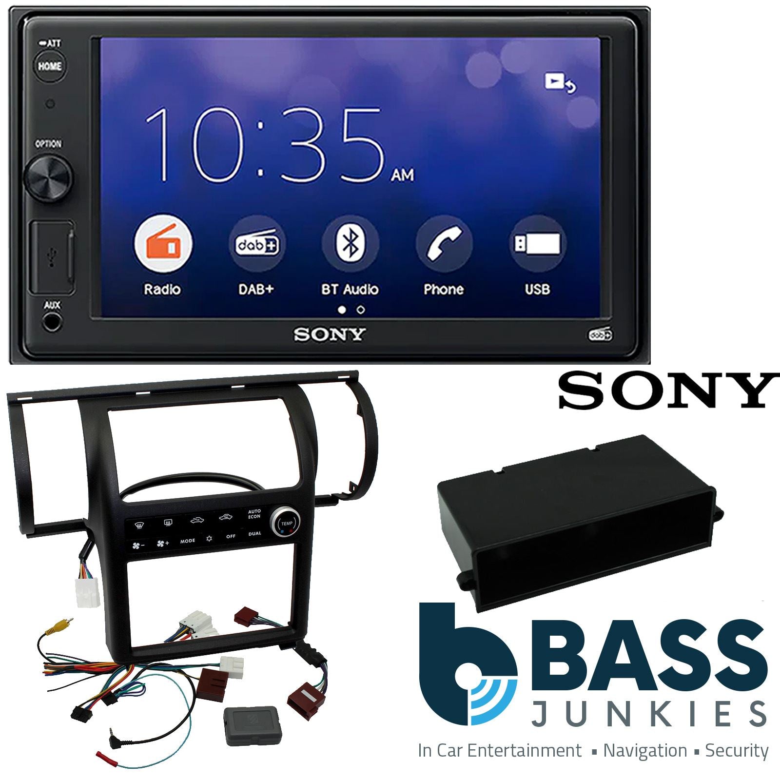 SONY XAV-1550D DAB+ Smart Bluetooth Car Radio + Stereo fitting kit + Steering Wheel Controls Loom for Nissan Skyline 2003-2004 | Infiniti G35 2003-2005