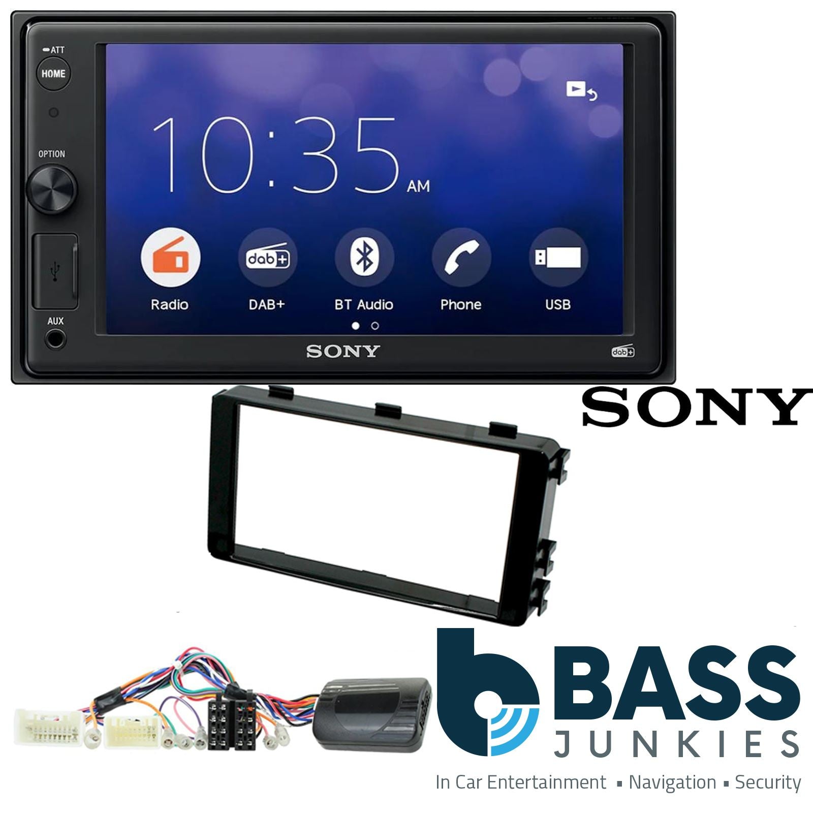 SONY XAV-1550D DAB+ Smart Bluetooth Car Radio + Stereo fitting kit + Steering Wheel Controls Loom for Mitsubishi Outlander 2013-2021