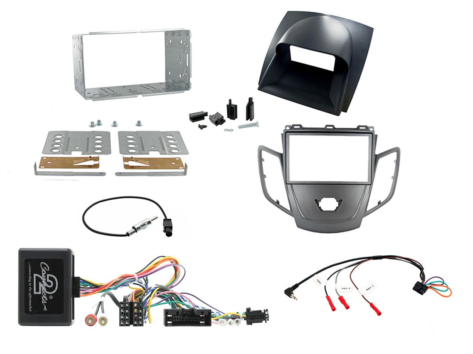 Grundig 6.8" Apple Android Double Din Stereo Fitting Kit + Steering Wheel Stalk Controls to fit Ford Fiesta 2010-12