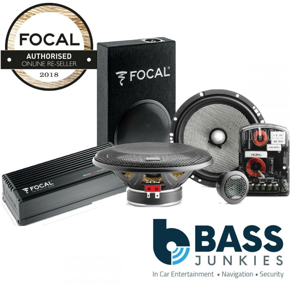 Focal 6.5" Component Car Speakers & 4 Channel Amplifier & 8" 250 Watts Bass Box Package