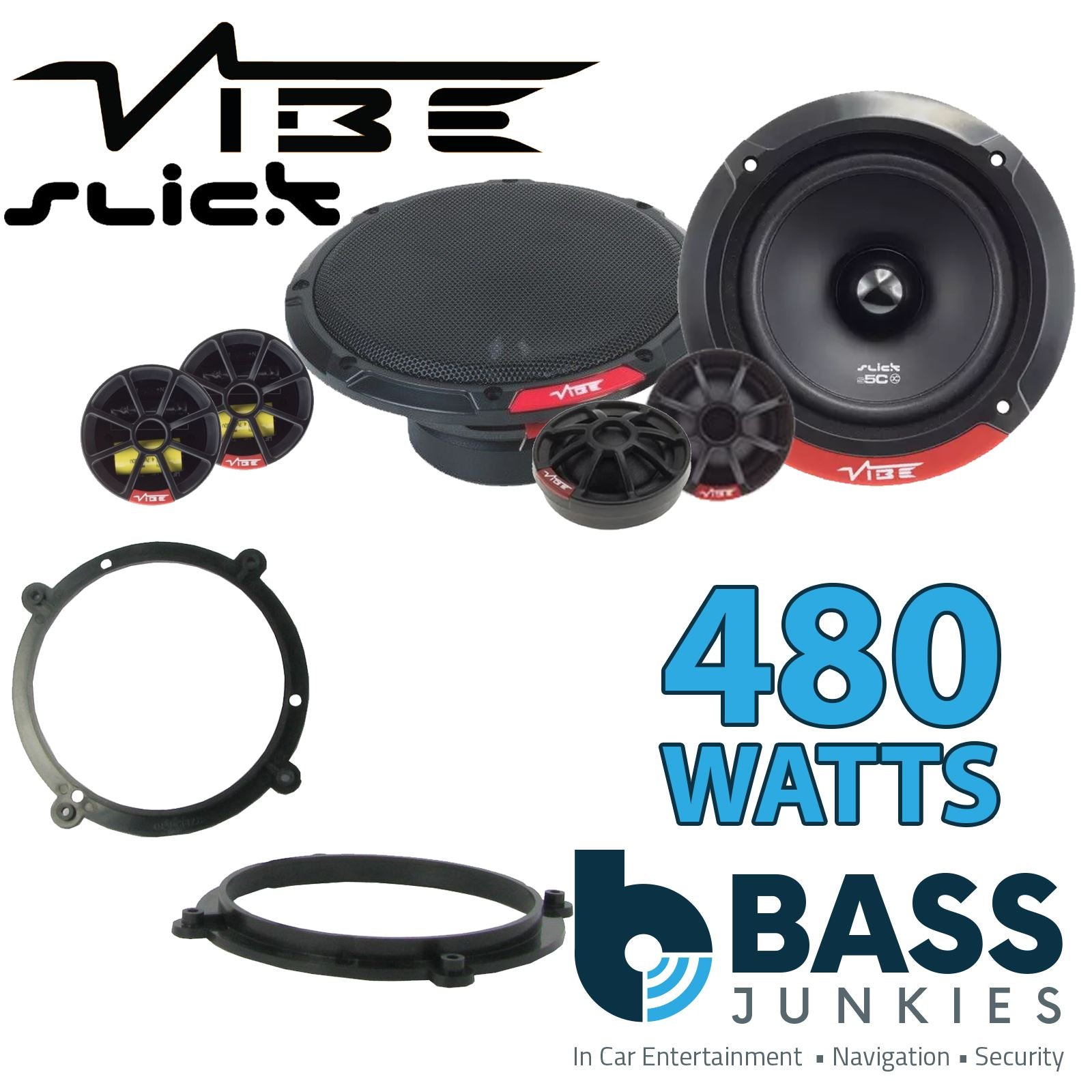 Vibe SLICK5C-V7 2-Way 130mm/13cm/5.25" Component Speakers (Per Pair 480 Watts) Fits Audi A3 1996-03