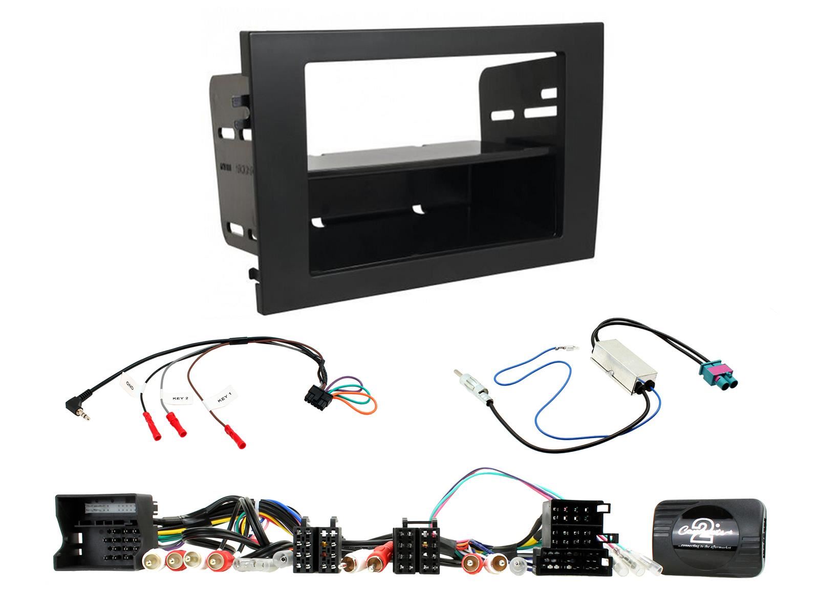 Grundig 6.8" Apple Android Double Din Stereo Fitting Kit + Steering Wheel Stalk Controls to fit Audi A4 2001-08