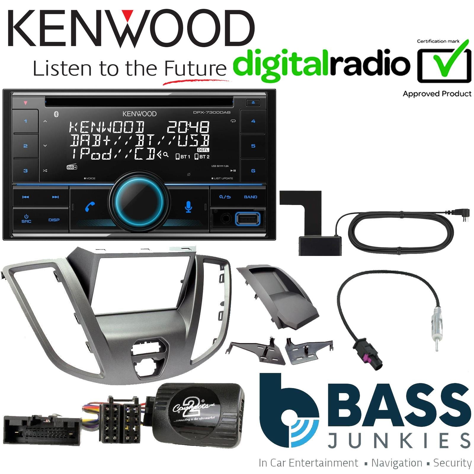 Kenwood Bluetooth DAB iPhone Alexa Android Car Stereo for Ford Transit 2015-2021