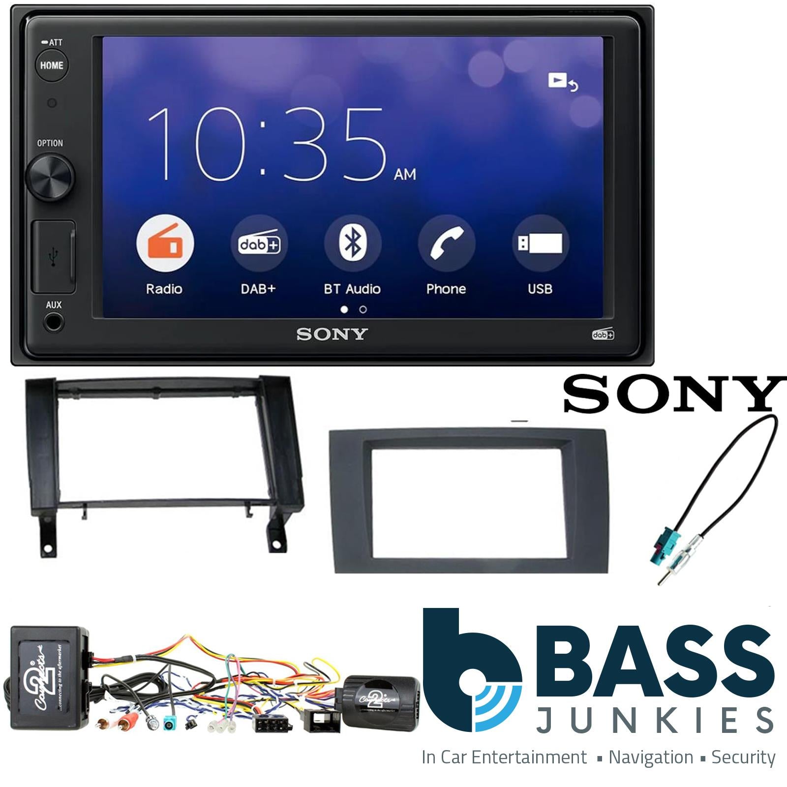 SONY XAV-1550D DAB+ Smart Bluetooth Car Radio + Stereo fitting kit + Steering Wheel Controls Loom for Mercedes SLK 2004-2010