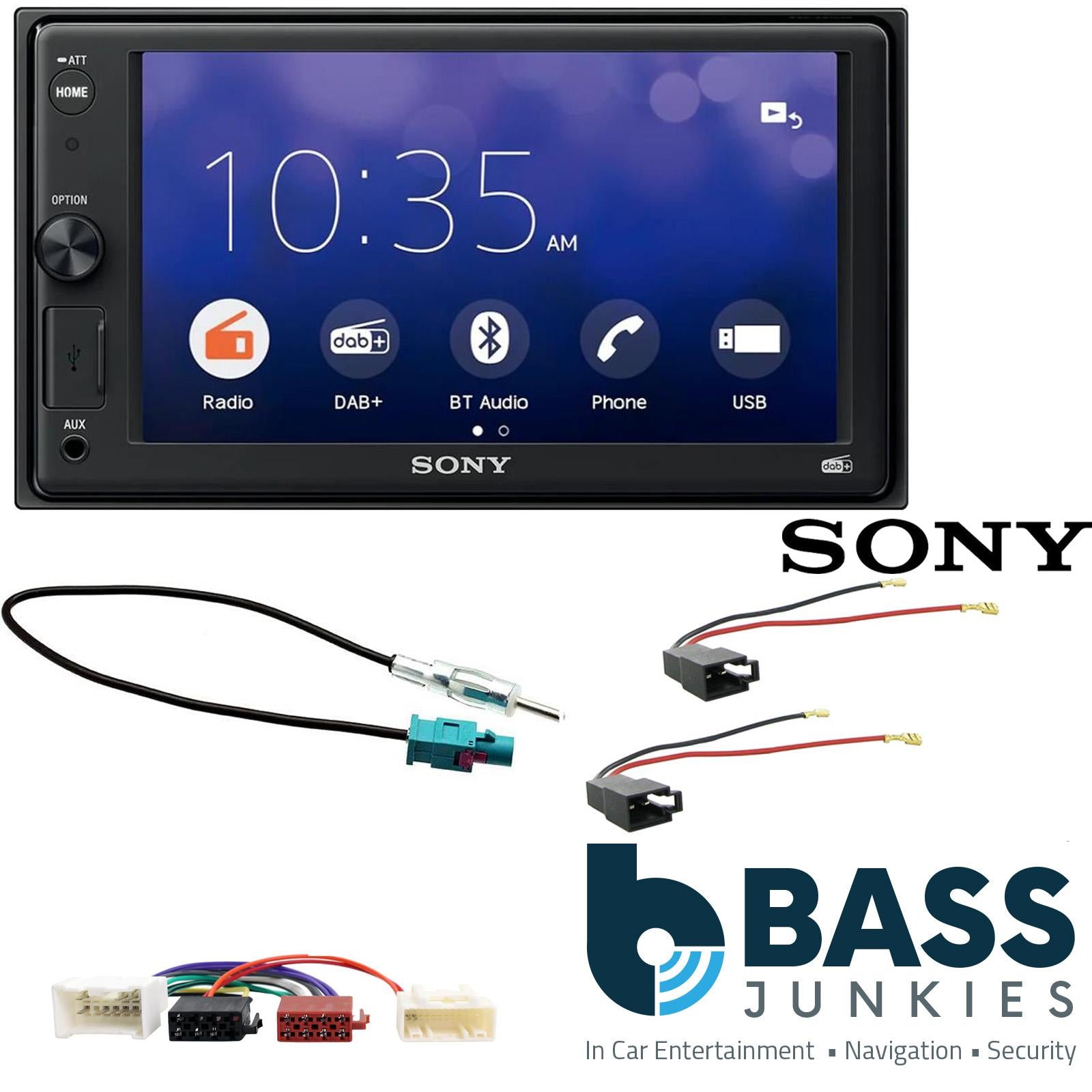 SONY DAB+ Smart Bluetooth Double Din Stereo Fitting Kit + Steering Wheel Stalk Controls to fit Dacia Duster 2012-17