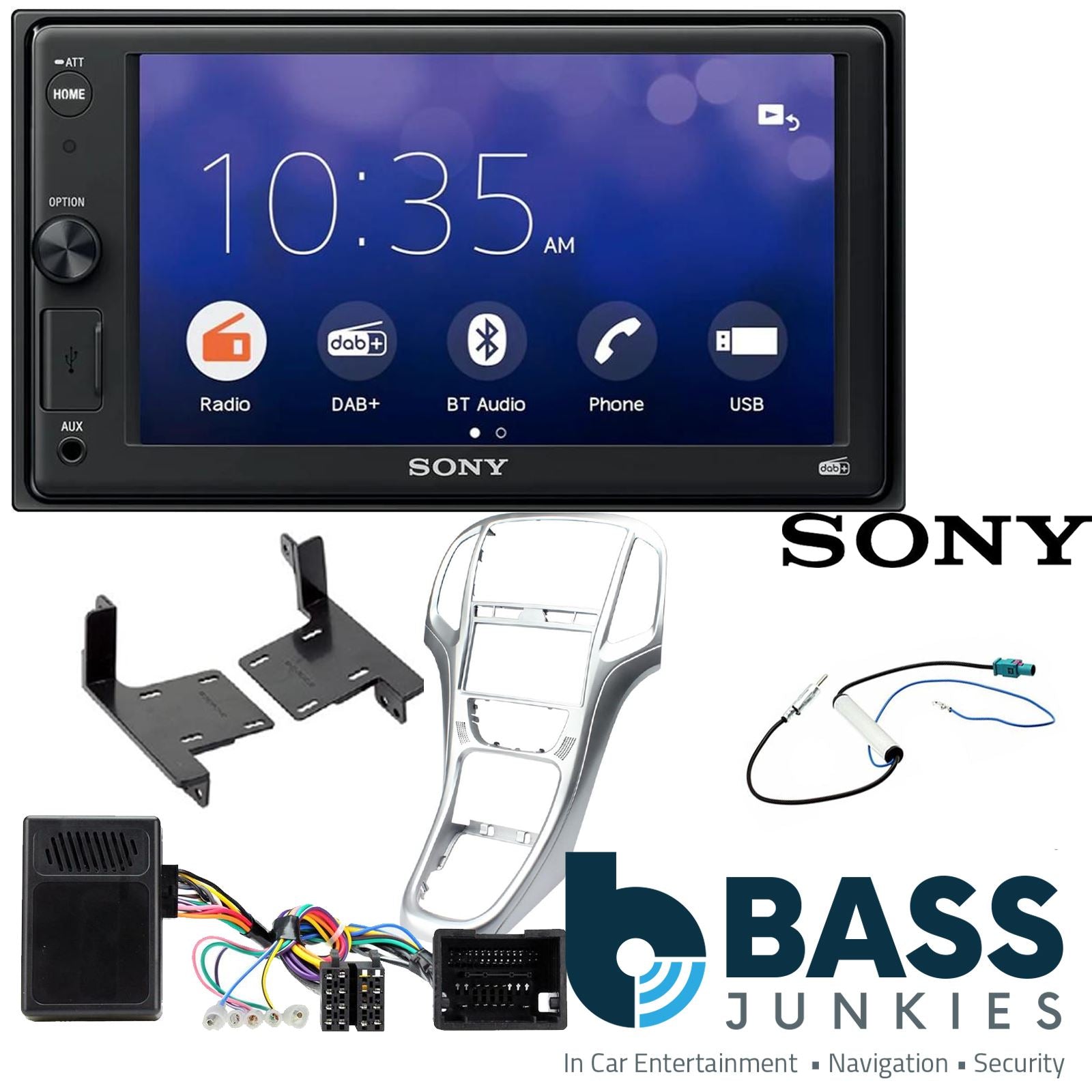 SONY XAV-1550D DAB+ Smart Bluetooth Car Radio + Stereo fitting kit + Steering Wheel Controls Loom for Vauxhall Corsa 2000-2004