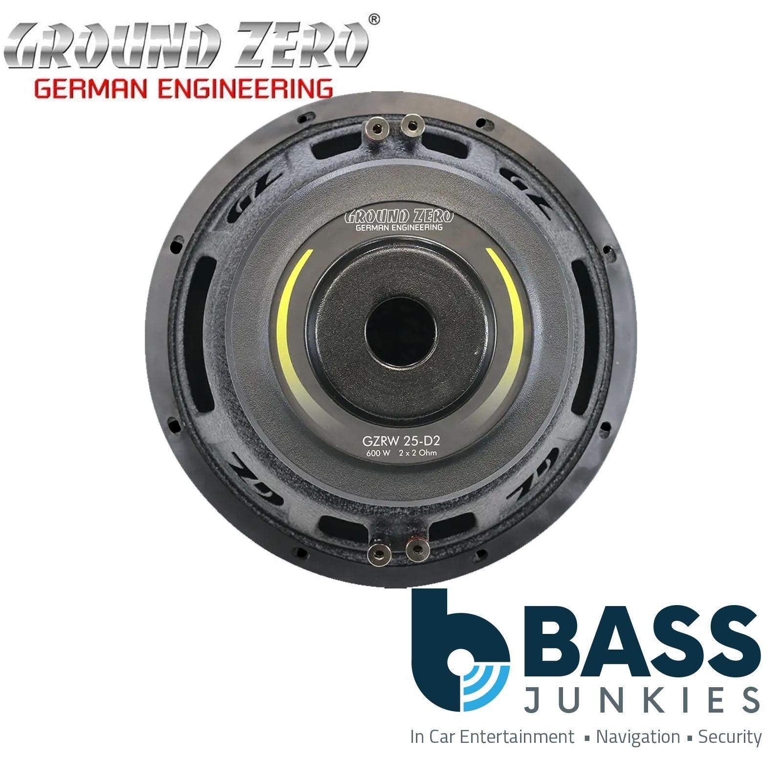 Ground Zero GZRW 25-D2 - 600 Watts RMS 10" Inch Dual 2 Ohm Car Subwoofer