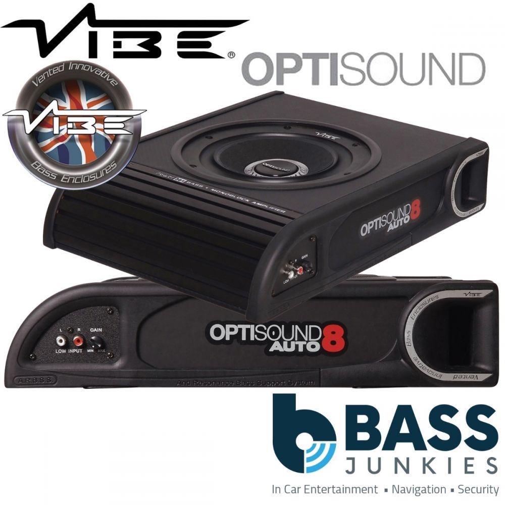 Vibe Slick Liteair OPTISOUND AUTO 8 - 900 Watts Slim Amplified Active Underseat Car Sub Bass Subwoofer
