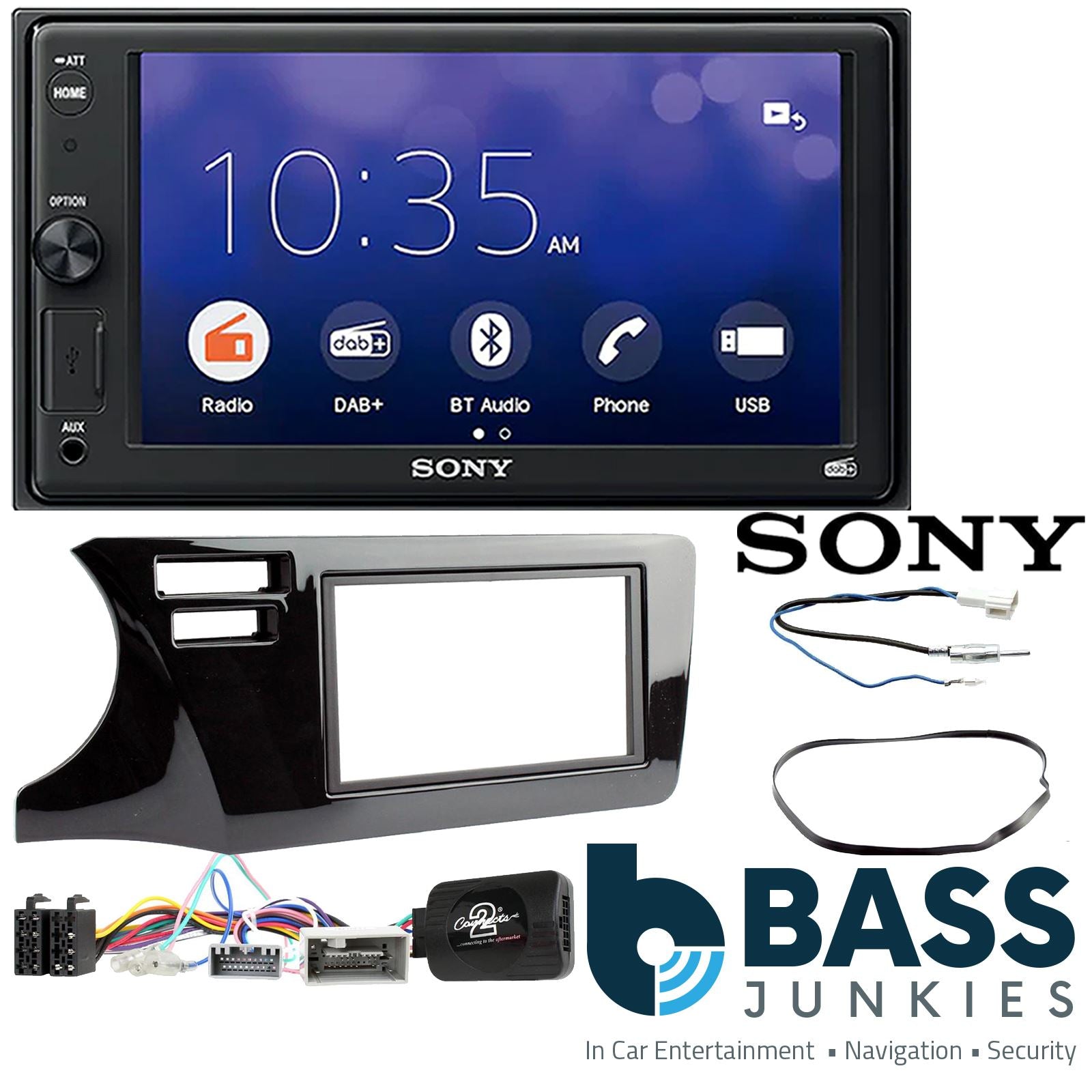 SONY 6.2" Screen Blutooth Double Din Stereo Fitting Kit + Steering Wheel Stalk Controls to fit Honda City 2014-