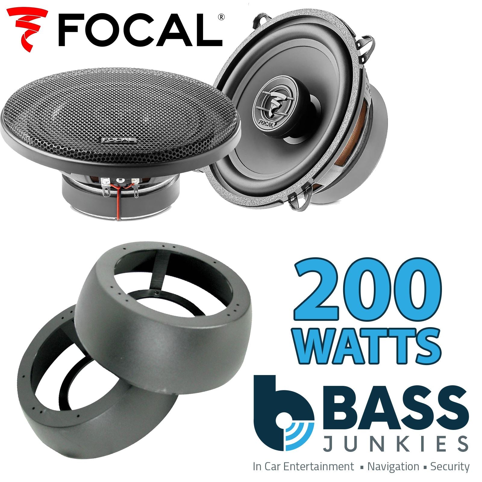 Focal Auditor ACX130 130mm/13cm/5.25" Car Coaxial Speakers (Pair Max 200 watts) Fits Universal