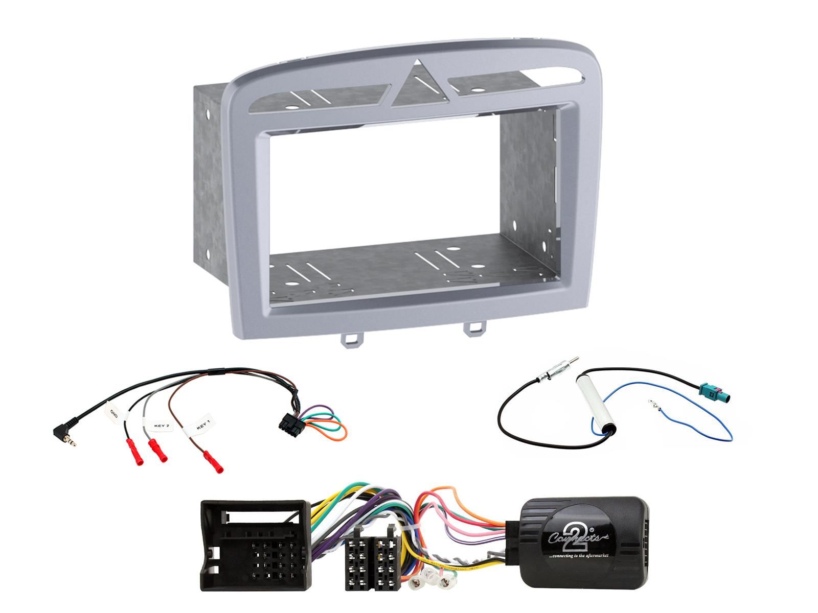Grundig 6.8" Apple Android Double Din Stereo Fitting Kit + Steering Wheel Stalk Controls to fit Peugeot 308 2007-13