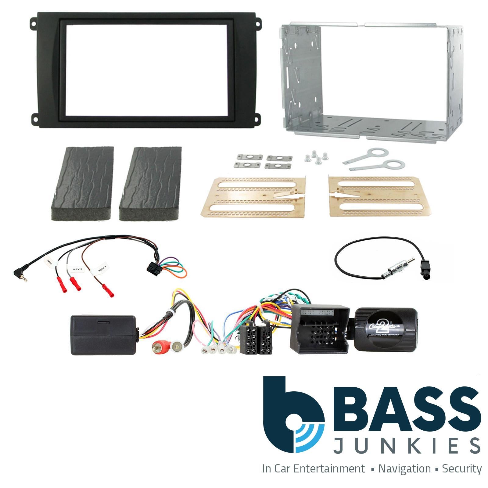 Connects 2 CTKPO03 - Porsche Cayenne 2007 - 2010 Double Din Fascia & Steering Wheel Interface Installation Kit