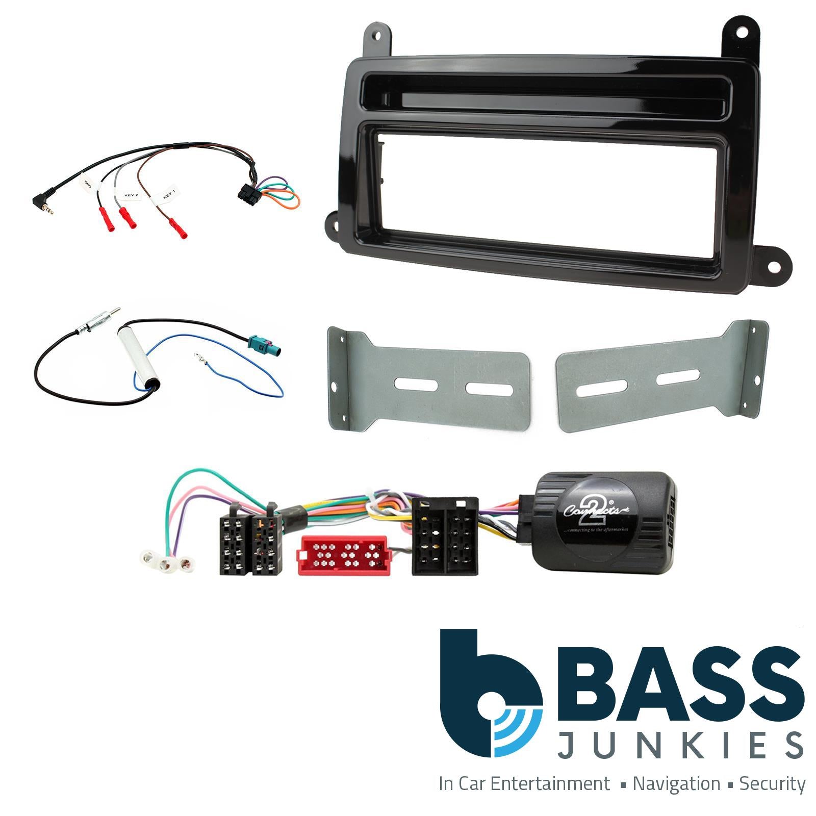 Single Din Stereo Fitting Kit + Steering Wheel Stalk Controls to fit Renault Clio 2017-20