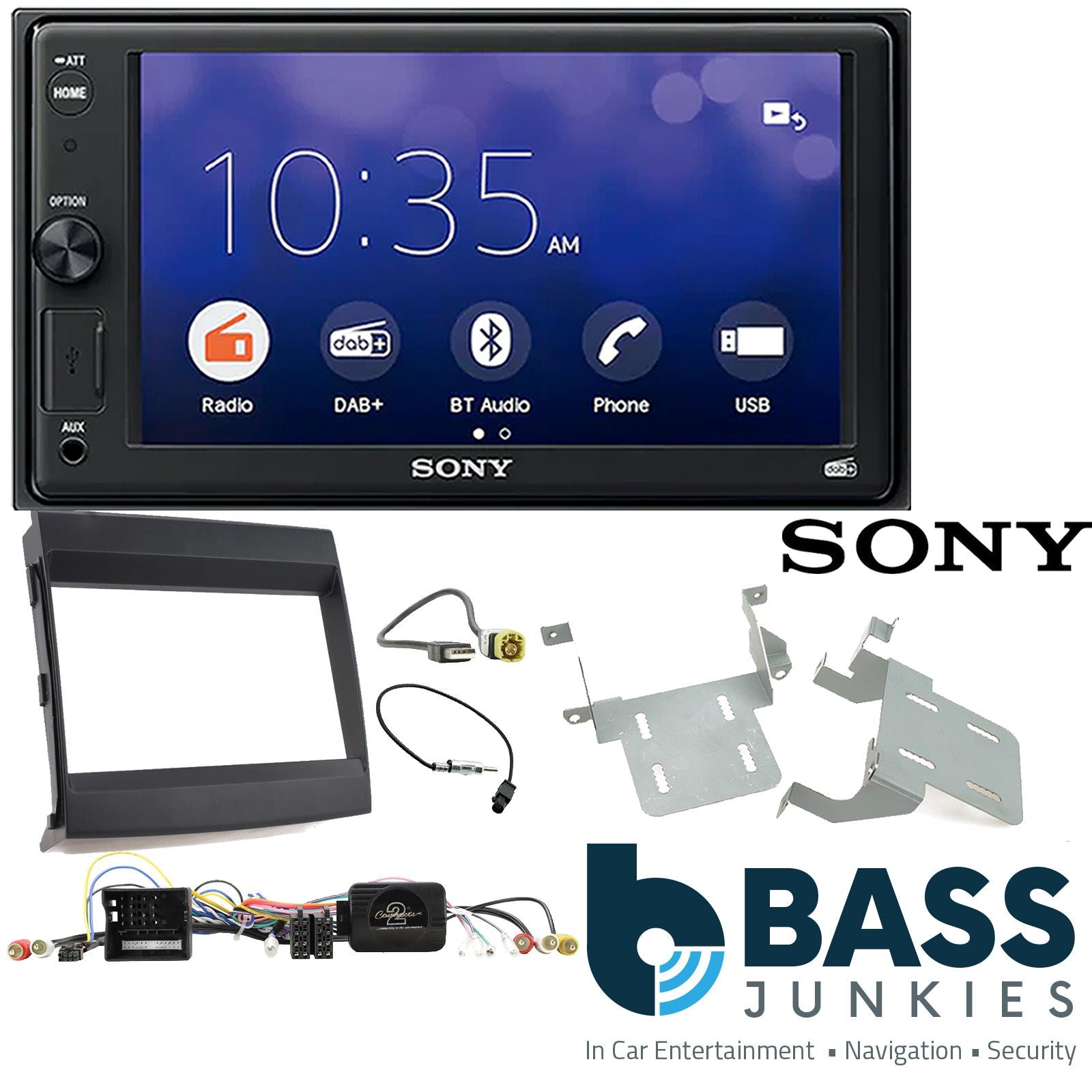 SONY XAV-1550D DAB+ Smart Bluetooth Car Radio + Stereo fitting kit + Steering Wheel Controls Loom for Porsche Cayenne 2011-2016