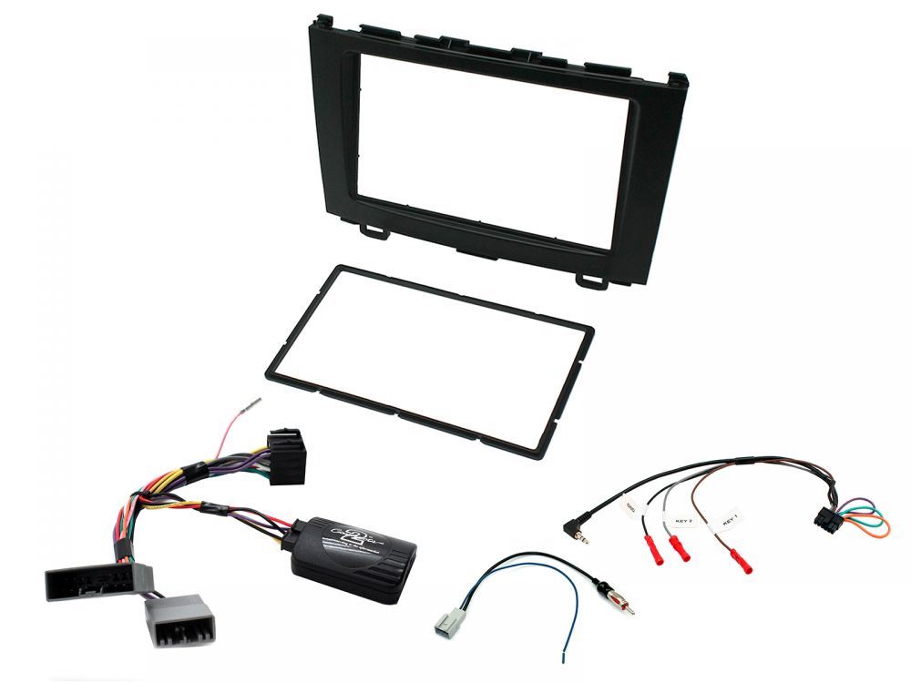 Connects 2 CTKHD04 - Honda CR-V 2007 - 2009 Double Din Facia & Steering wheel Interface Fitting Installation Kit (Black Facia Panel)