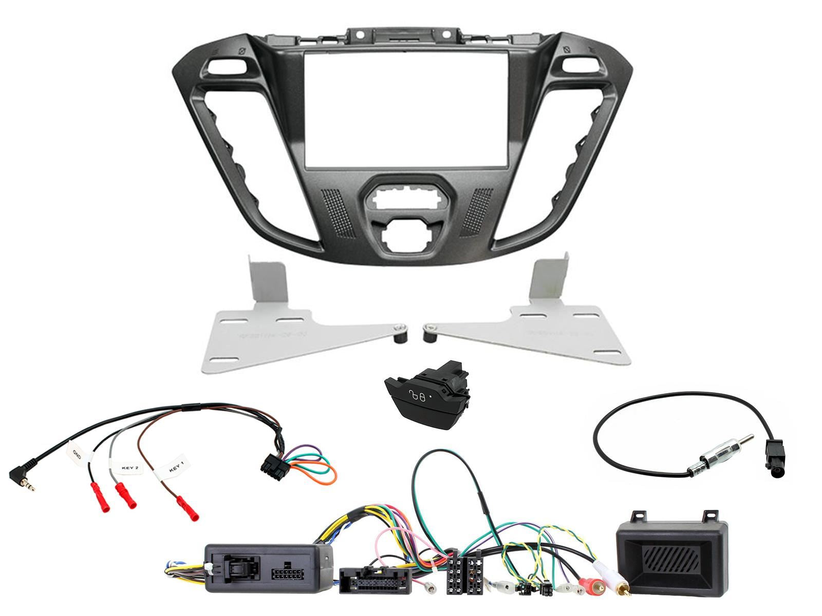 Grundig 6.8" Apple Android Double Din Stereo Fitting Kit + Steering Wheel Stalk Controls to fit Ford Transit-Custom 12-16
