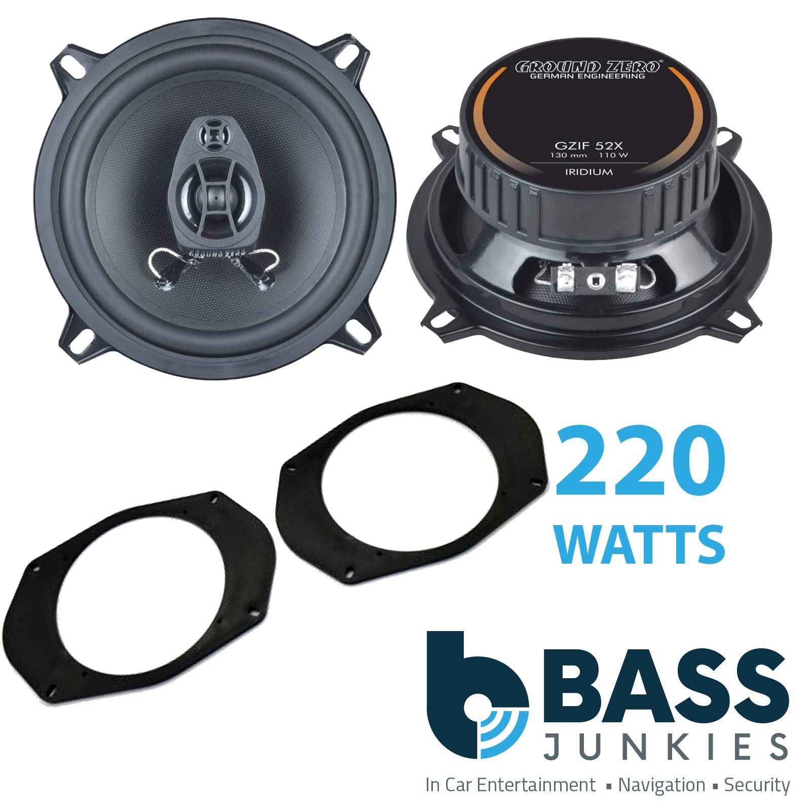 Ground Zero 2-Way 130mm/13cm/5.25" Car Coaxial Speakers (Pair Max 220 Watts) Fits Jeep Wrangler 1997-06