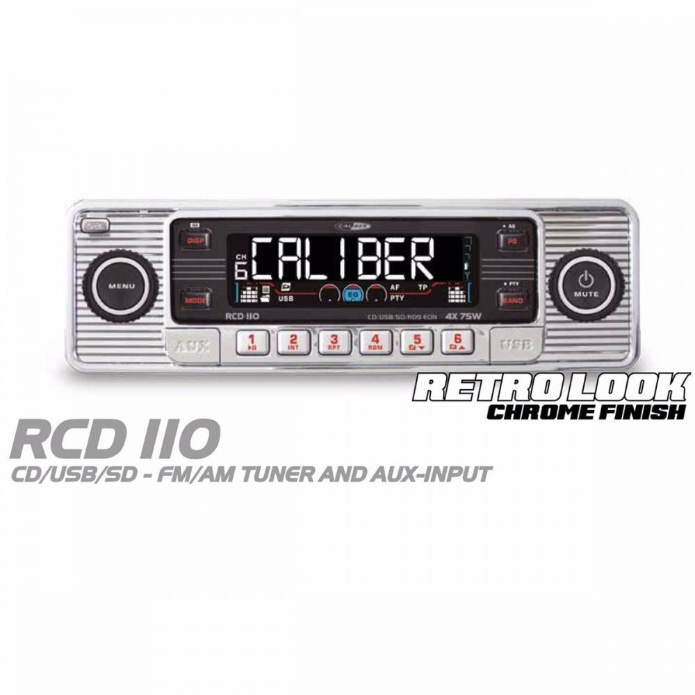Caliber CALRCD110 - Retro Style CD MP3 USB SD & AUX Car Radio Stereo in Chrome Finish