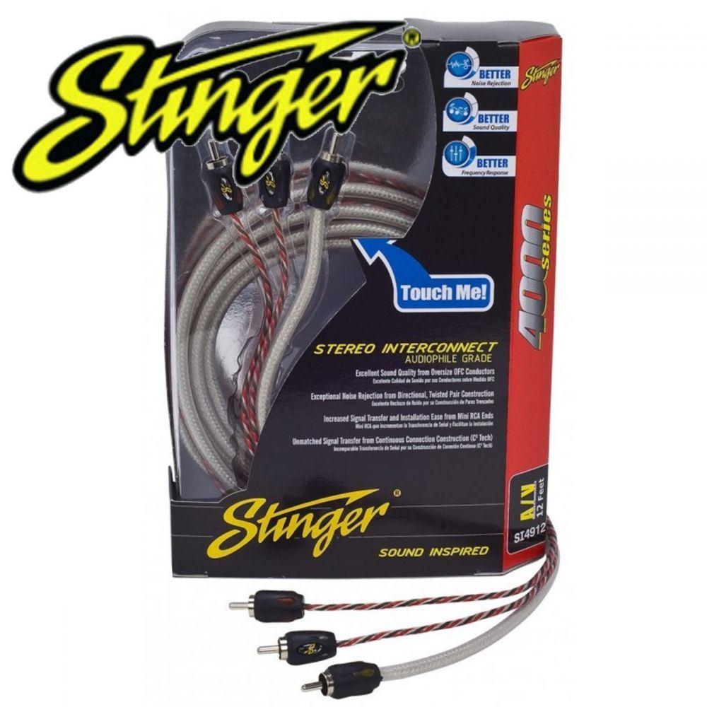 Stinger SI496 4000 Series 1.83 Metre 6Ft Audio/Video Coax-Twisted RCA Phone Car Stereo Cable
