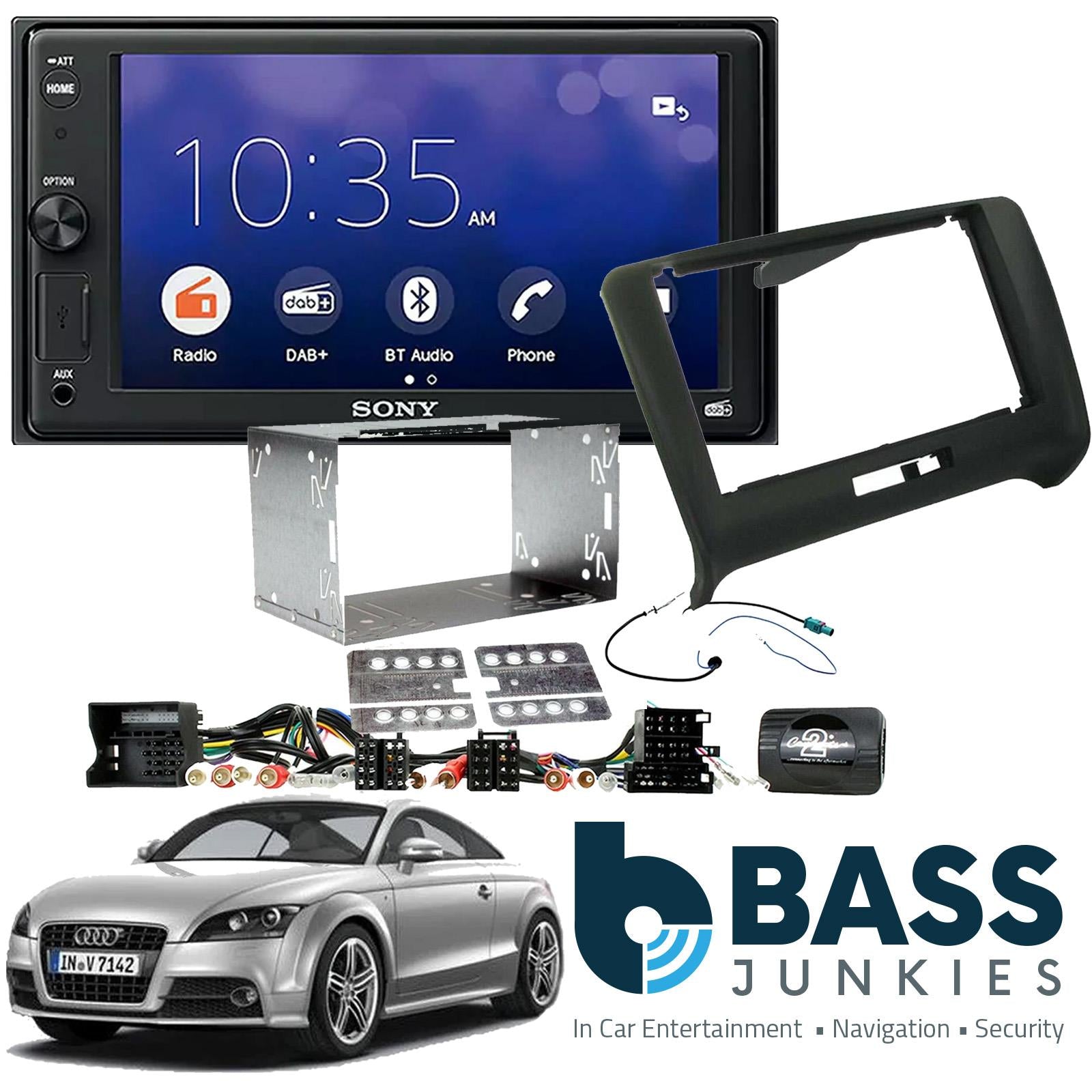SONY XAV-1550D DAB+ Smart Bluetooth Car Radio + Stereo fitting kit + Steering Wheel Controls Loom for Audi TT 2006-2014