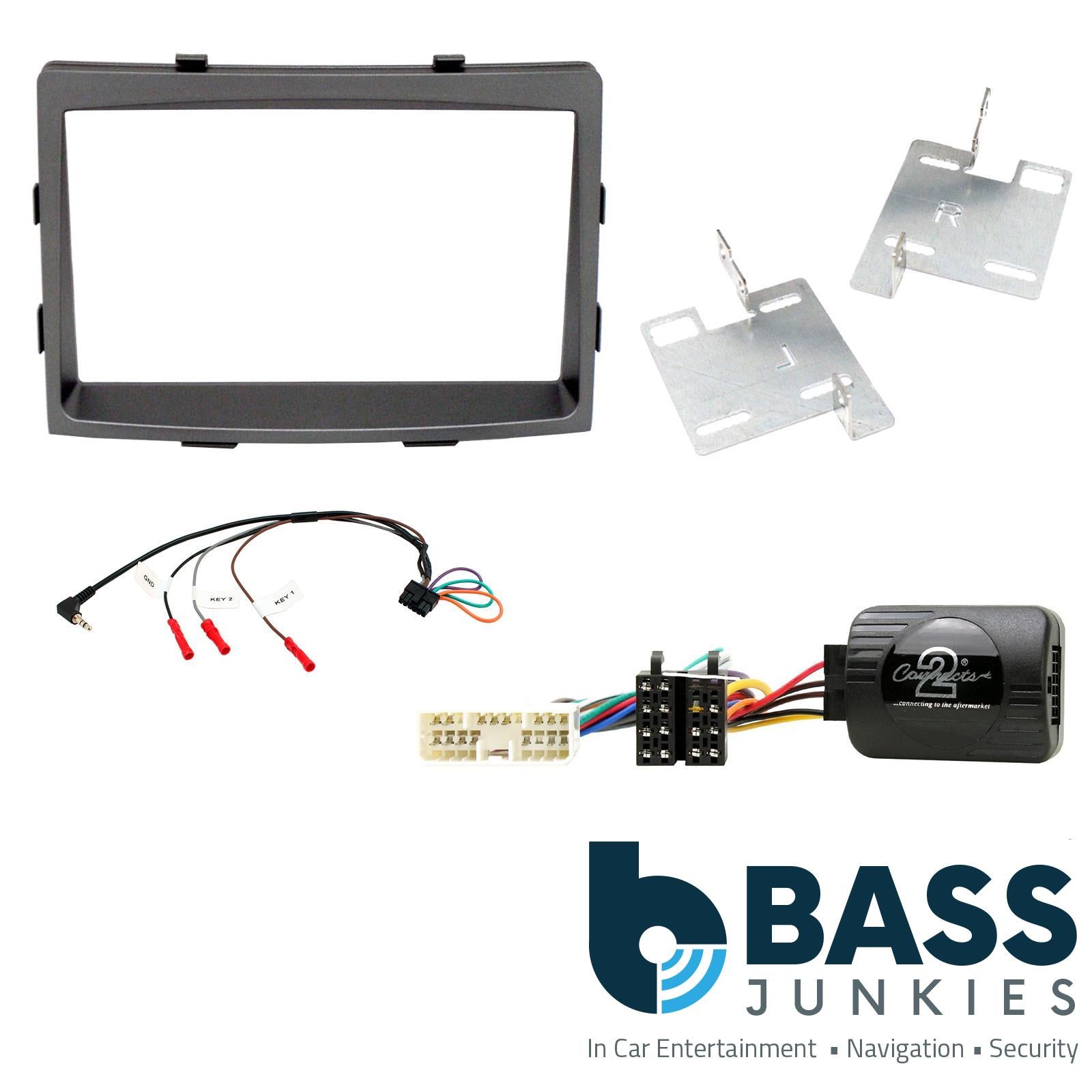 Connects 2 CTKSY02 - SSangYong Rodius 2013 Onwards Double Din Fascia & Steering Wheel Interface Installation Kit
