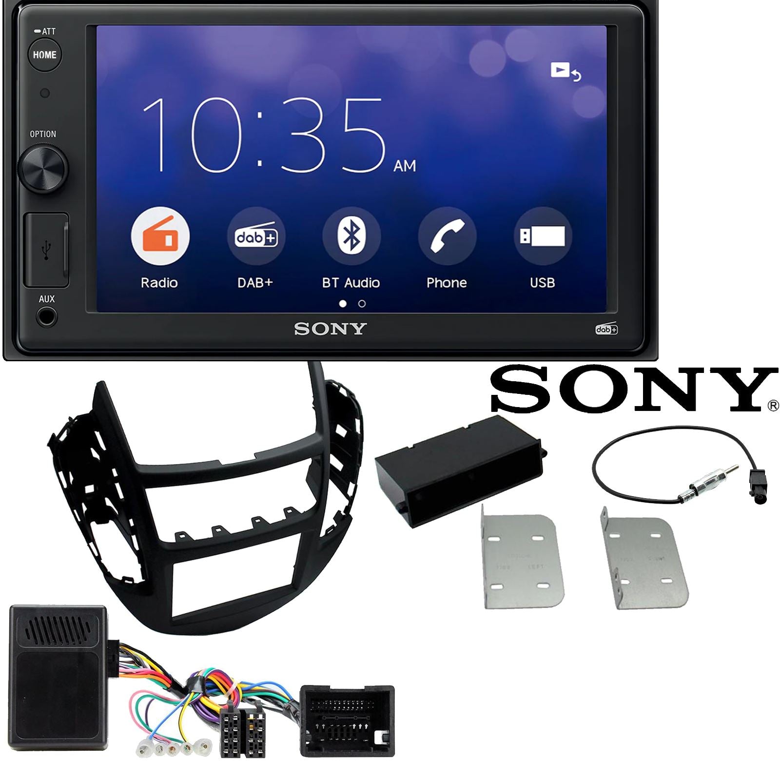 SONY 6.2" Screen Blutooth Double Din Stereo Fitting Kit + Steering Wheel Stalk Controls to fit Chevrolet S-10 2012-21 | Chevrolet Colorado 2012-20 | Chevrolet Trailblazer 2012-21