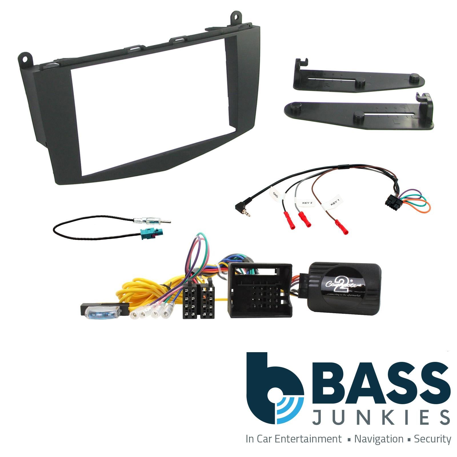 Connects 2 CTKMB03 - Mercedes Benz C Class W204 2007 - 2011 Double Din Fascia & Steering Wheel Interface Installation Kit