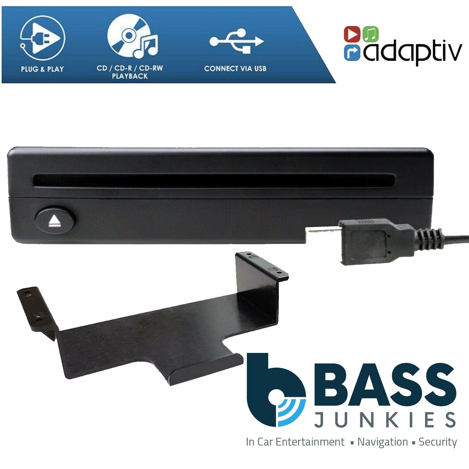 Adaptiv ADV-USBCD - Retrofit USB Direct Plug & Play Add on CD Player for Vehicles Without a CD Mech