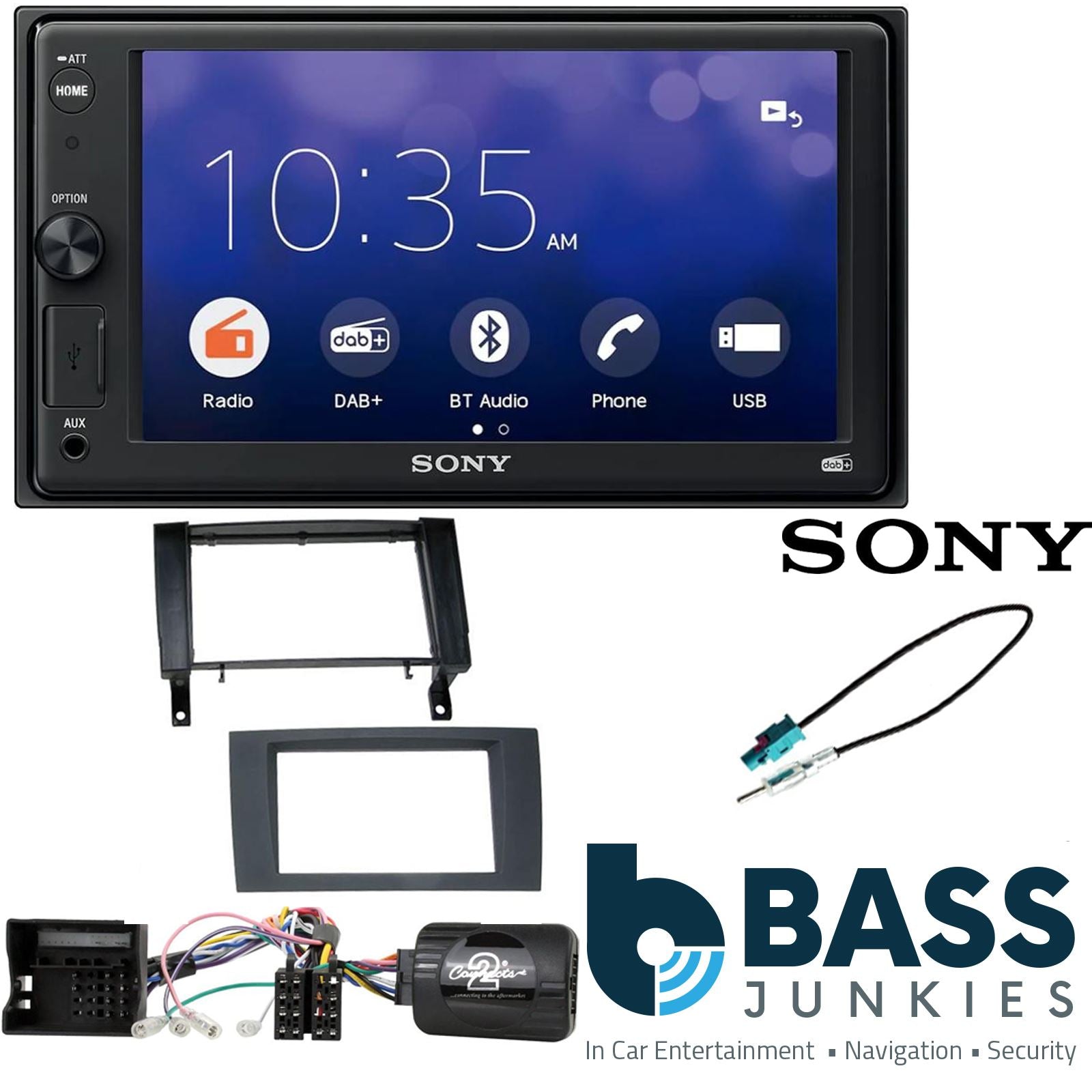 SONY XAV-1550D DAB+ Smart Bluetooth Car Radio + Stereo fitting kit + Steering Wheel Controls Loom for Mercedes SLK 2004-2011