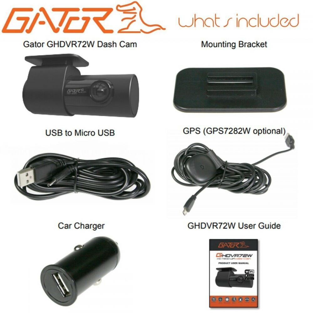 Gator GHDVR72W - 720P High Definition Wi-Fi 30FPS 152 Degree Wide Angle Car Dash Cam Camera