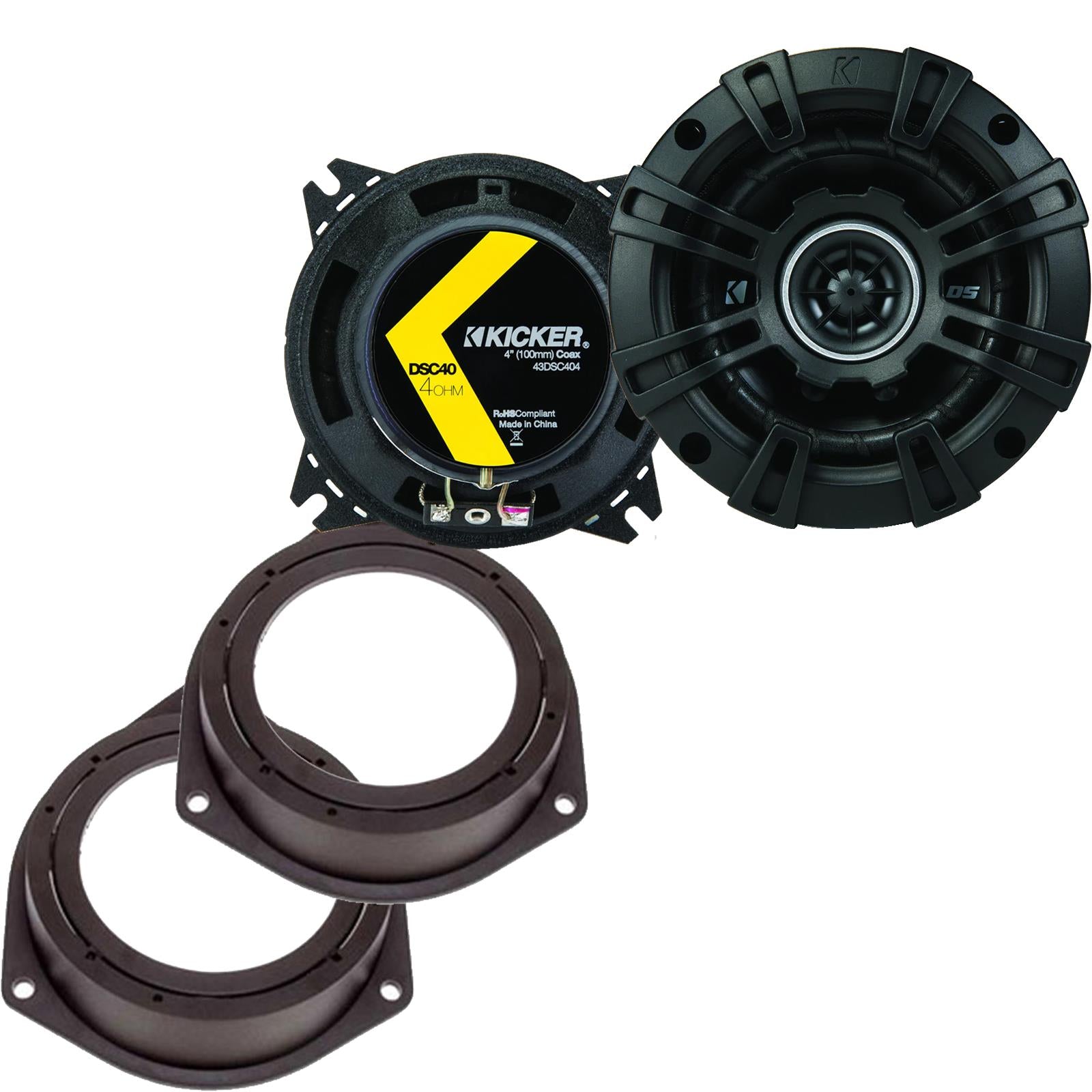 Kicker DSC404 100mm/10cm/4" 2-Way Coaxial Car speakers (Per Pair Max 240|60 watts RMS) Fits Vauxhall Astra 2005-10 | Corsa 06-14