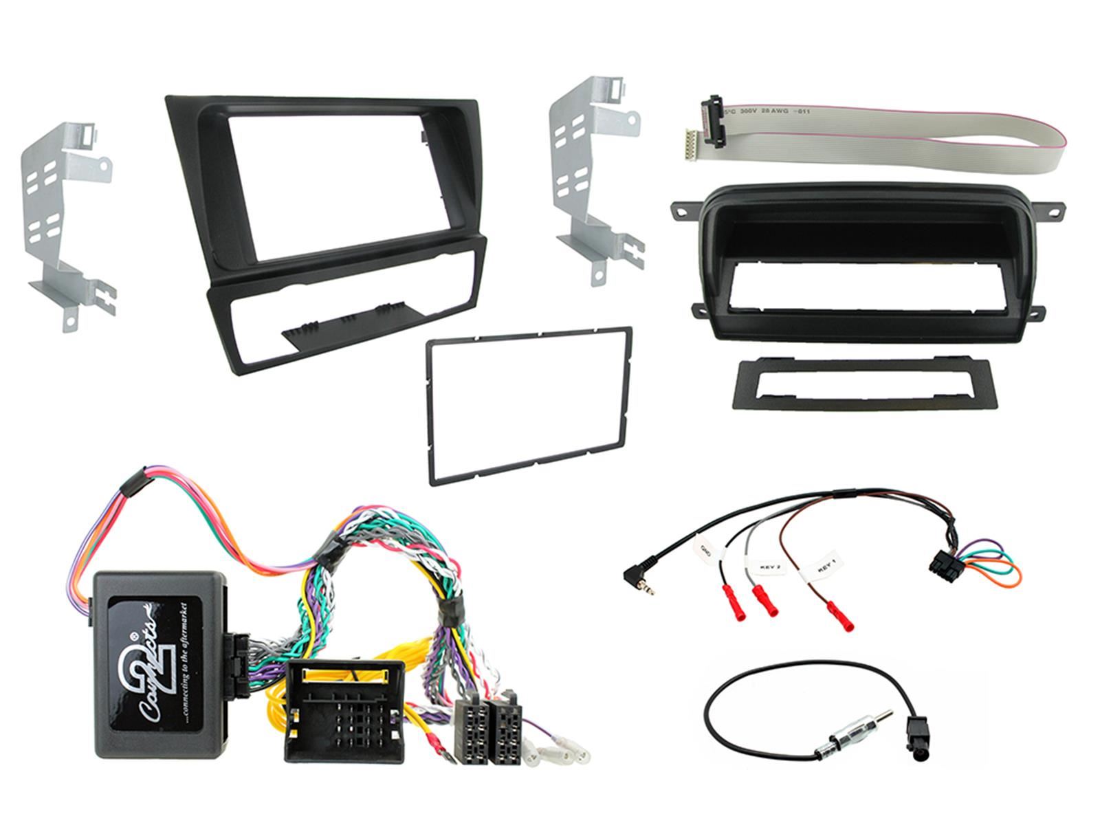 Grundig 6.8" Apple Android Double Din Stereo Fitting Kit + Steering Wheel Stalk Controls to fit BMW 3-Series 2005-12