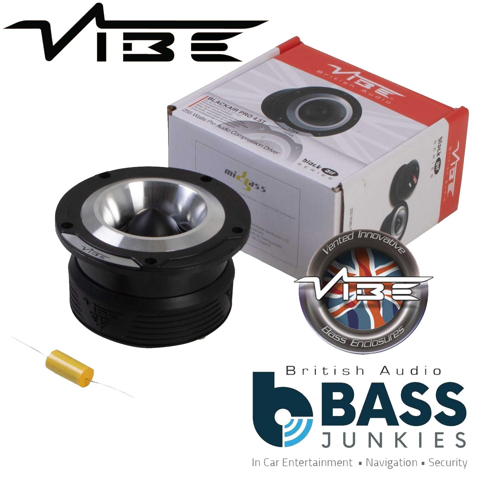 Vibe BLACKAIRPRO4.5T-V0 4.5 inch 115mm 255 Watt BlackAir Car Pro Audio Bullet Single Tweeter