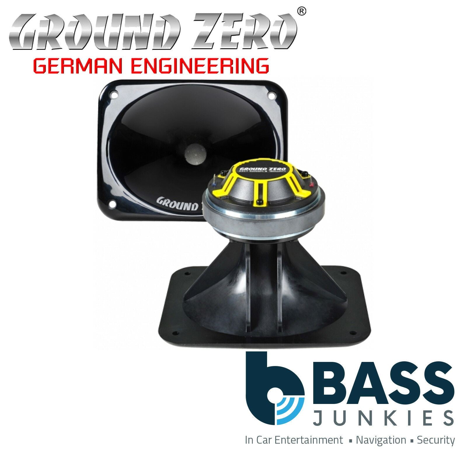 Ground Zero GZCT 5000SPL-B -  8" x 5.9" Inch ( 20 x 15 cm ) 180 Watts Car Compression Horn Tweeter - Single