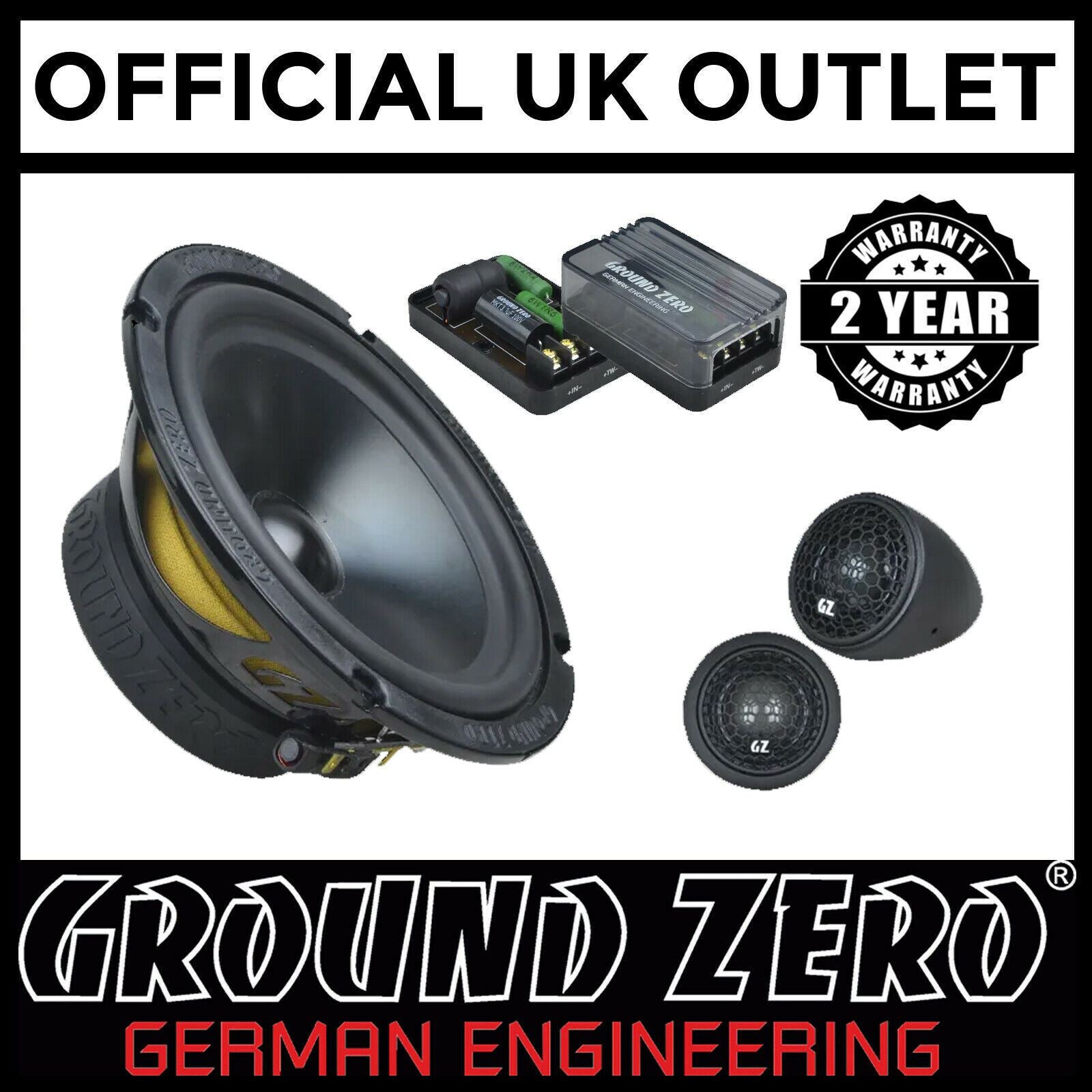 Ground Zero Radioactive GZRC 165.2SQIV - 6.5" 120W 2 Way Component Car Speakers