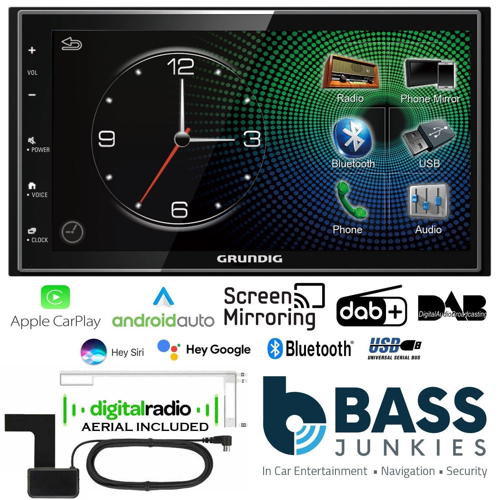 Grundig 6.8" Apple Android Double Din Stereo Fitting Kit + Steering Wheel Stalk Controls to fit Vauxhall Vivaro 2014- | Opel Vivaro 2014-