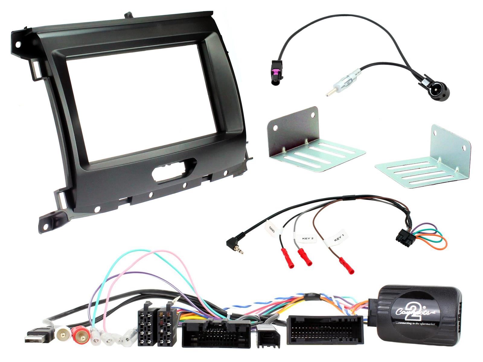 Grundig 6.8" Apple Android Double Din Stereo Fitting Kit + Steering Wheel Stalk Controls to fit Ford Ranger 2016-20