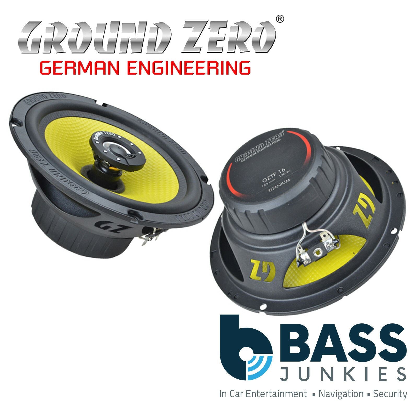 Ground Zero GZTF 16 - 6.5" 165mm 130 Watts 3-Ohm 2-Way Coaxial Car Speakers